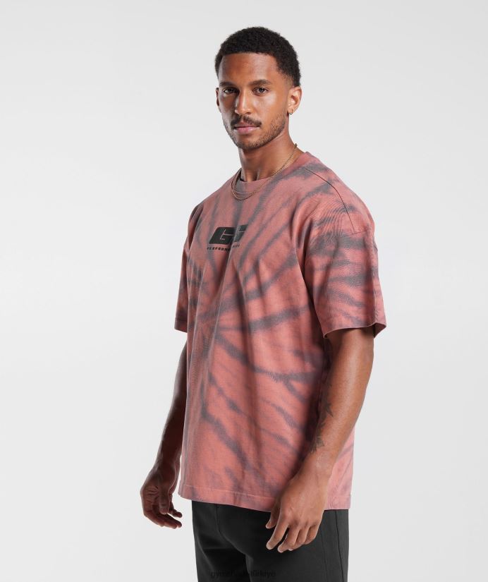 dinlenme günü tişörtü erkeklerGymshark pişmiş toprak pembe/tozlu bordo/spiral optik yıkama 02H048775