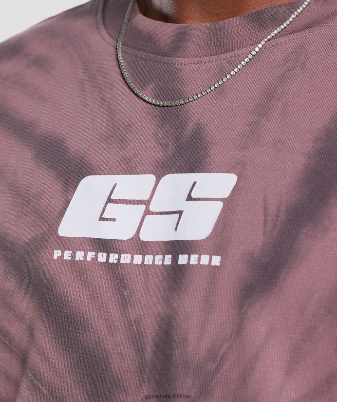 dinlenme günü uzun kollu tişört erkeklerGymshark tozlu bordo/siluet grisi/spiral optik yıkama 02H048771