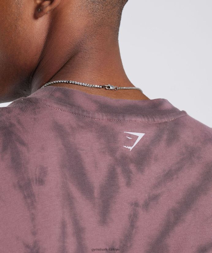 dinlenme günü uzun kollu tişört erkeklerGymshark tozlu bordo/siluet grisi/spiral optik yıkama 02H048771