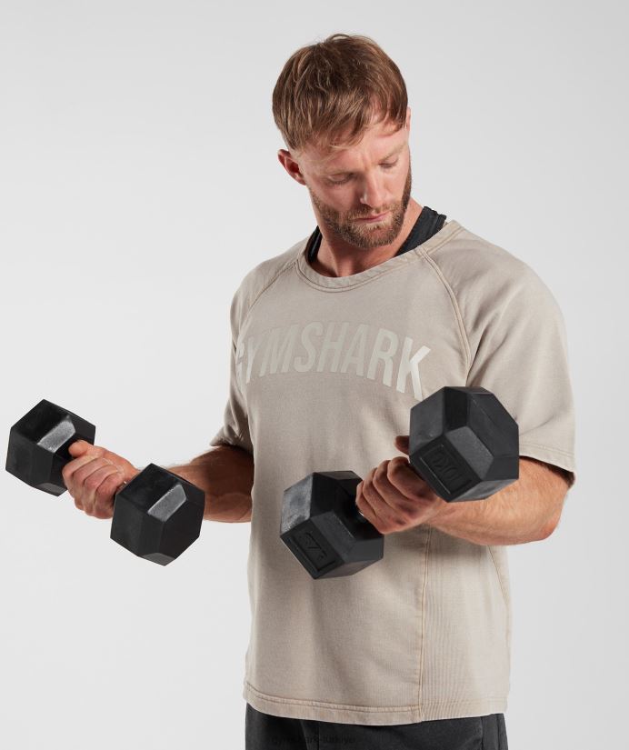 elektrikle yıkanmış bez üst erkeklerGymshark çimento kahverengi 02H048641