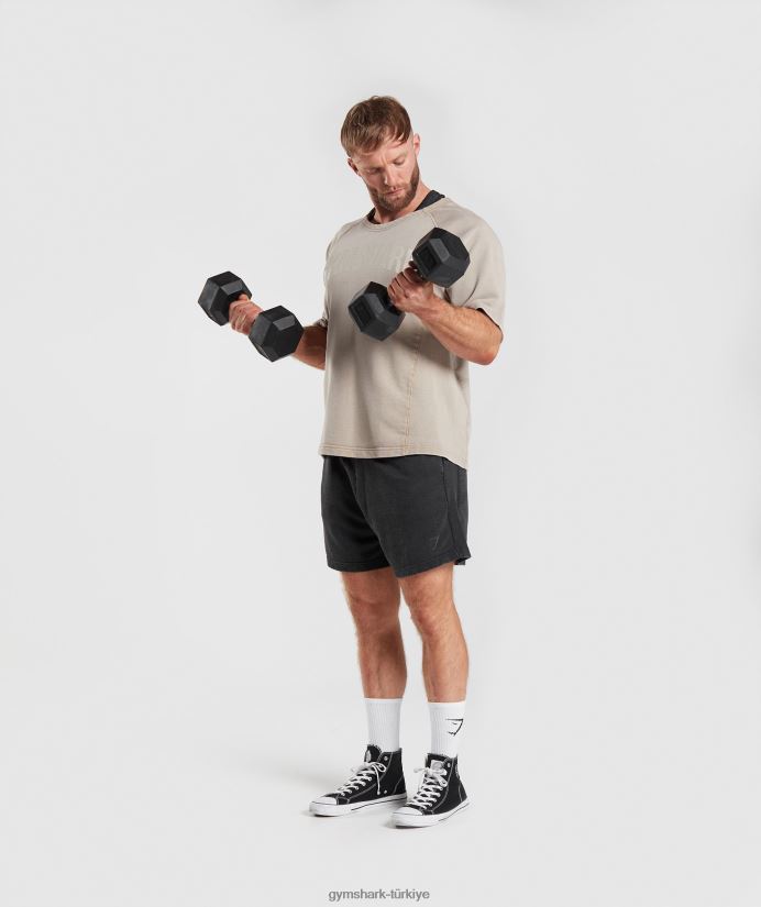 elektrikle yıkanmış bez üst erkeklerGymshark çimento kahverengi 02H048641