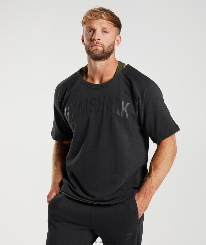 elektrikle yıkanmış bez üst erkeklerGymshark siyah 02H048659
