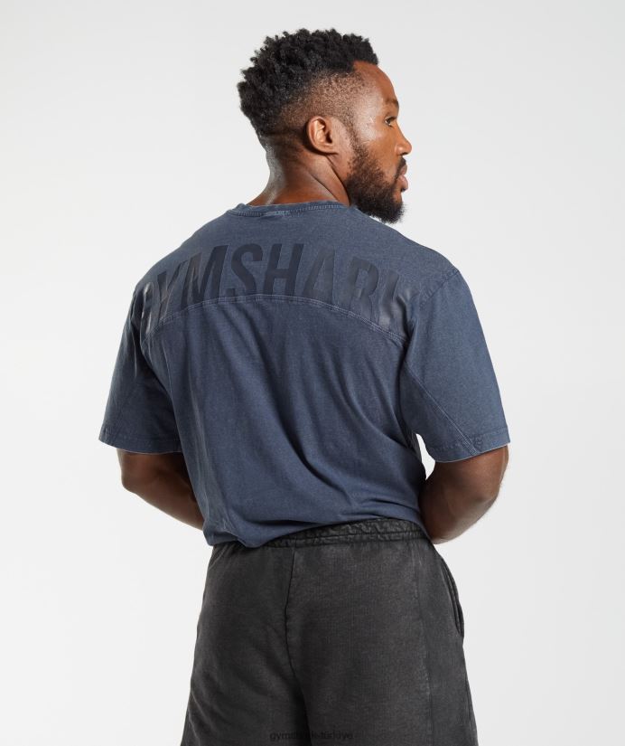 elektrikle yıkanmış tişört erkeklerGymshark akşam mavisi 02H048713