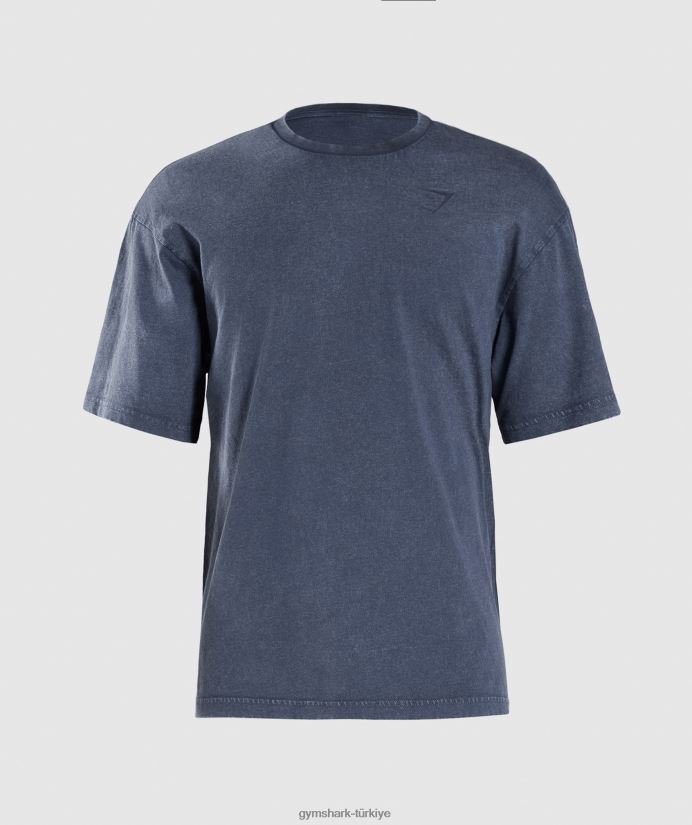 elektrikle yıkanmış tişört erkeklerGymshark akşam mavisi 02H048713