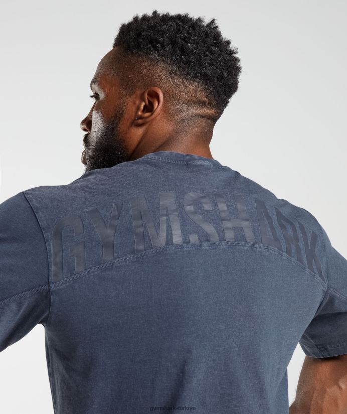 elektrikle yıkanmış tişört erkeklerGymshark akşam mavisi 02H048713