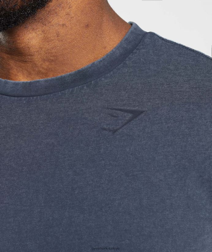 elektrikle yıkanmış tişört erkeklerGymshark akşam mavisi 02H048713