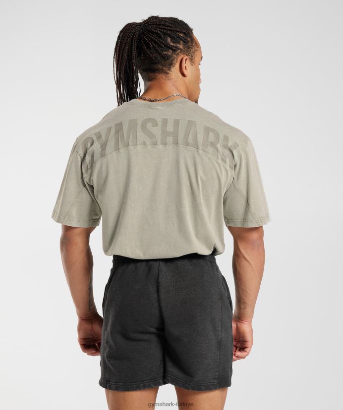elektrikle yıkanmış tişört erkeklerGymshark ekru kahverengi 02H048689