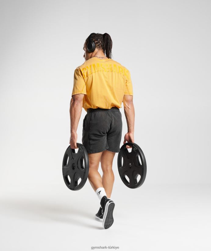 elektrikle yıkanmış tişört erkeklerGymshark güneşli sarı 02H048694
