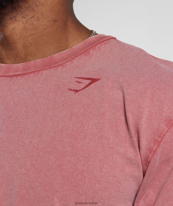 elektrikle yıkanmış tişört erkeklerGymshark güneşte kurutulmuş kırmızı 02H048664