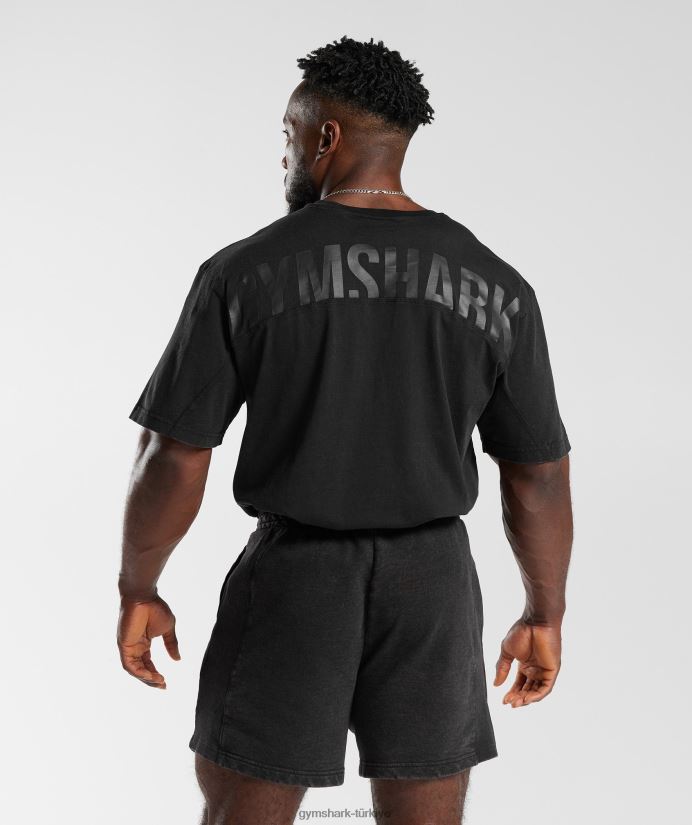 elektrikle yıkanmış tişört erkeklerGymshark siyah 02H048678