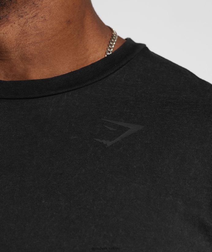 elektrikle yıkanmış tişört erkeklerGymshark siyah 02H048678