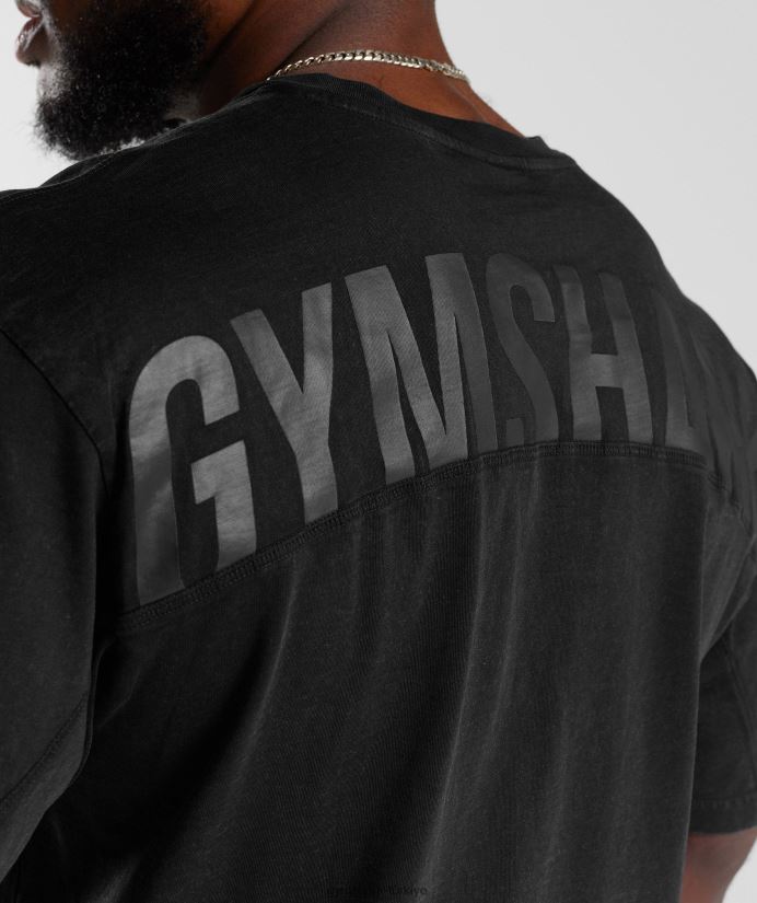 elektrikle yıkanmış tişört erkeklerGymshark siyah 02H048678