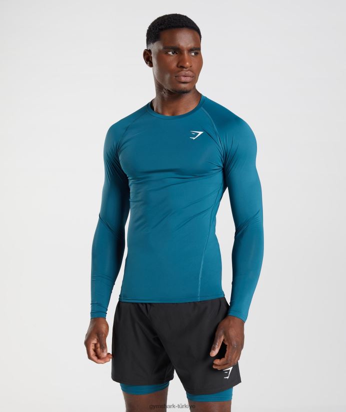 eleman içlik uzun kollu üst erkeklerGymshark Atlantik mavisi 02H048739