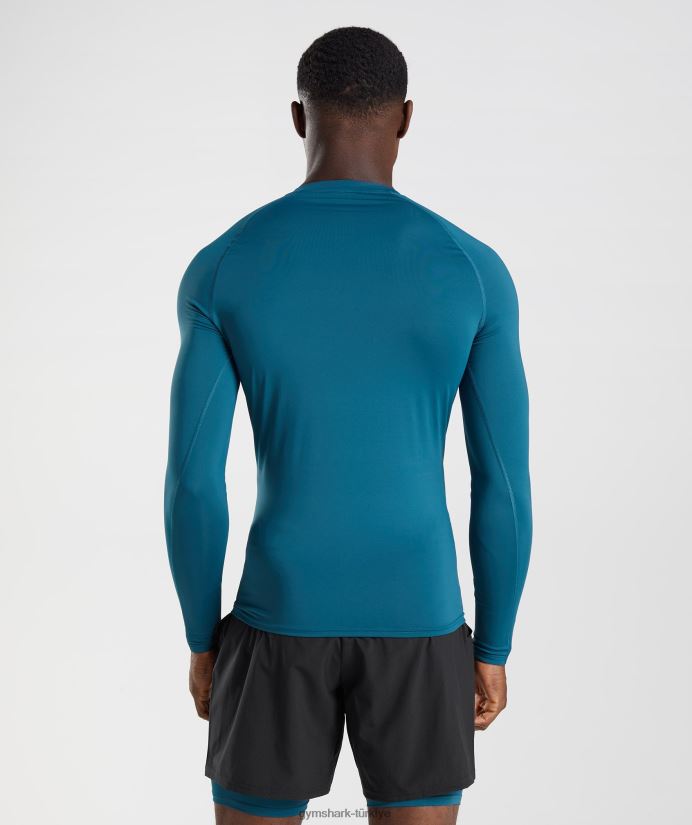 eleman içlik uzun kollu üst erkeklerGymshark Atlantik mavisi 02H048739