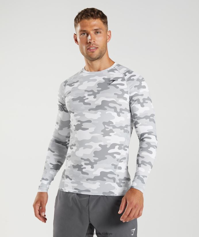 eleman içlik uzun kollu üst erkeklerGymshark açık gri baskı 02H048624
