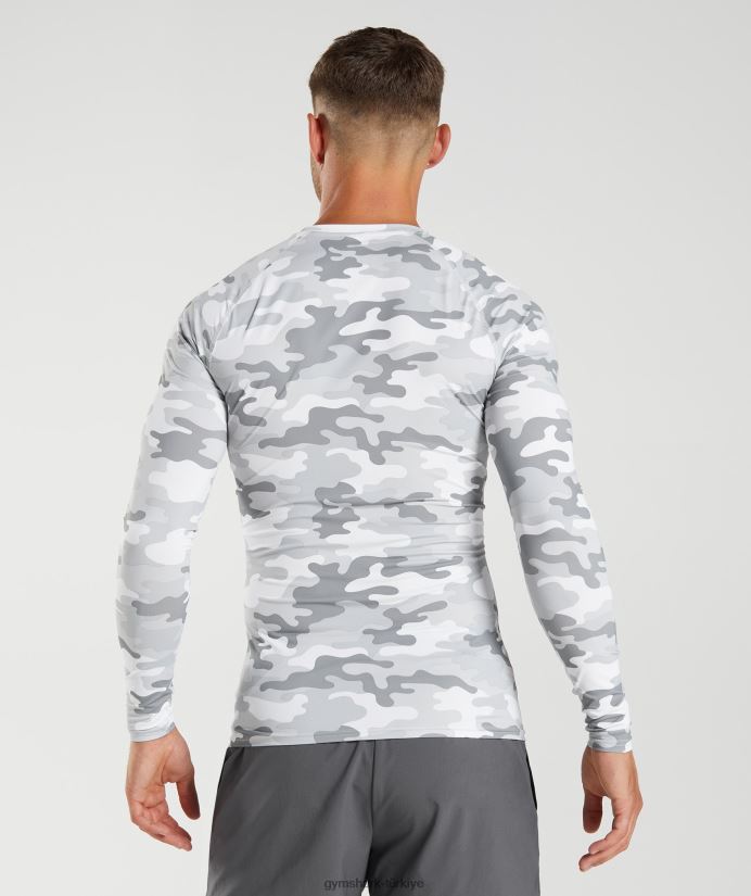 eleman içlik uzun kollu üst erkeklerGymshark açık gri baskı 02H048624