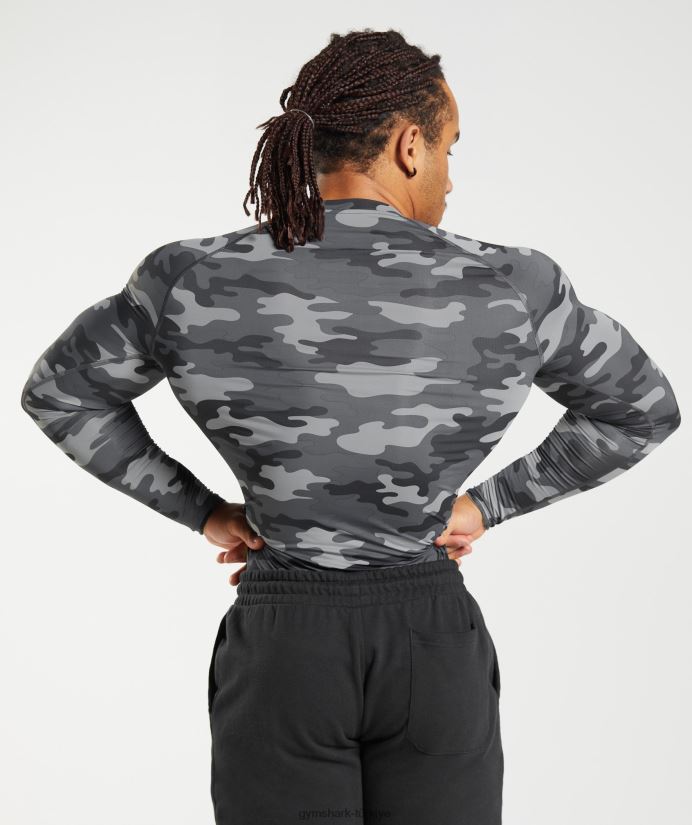 eleman içlik uzun kollu üst erkeklerGymshark gri baskı 02H048690