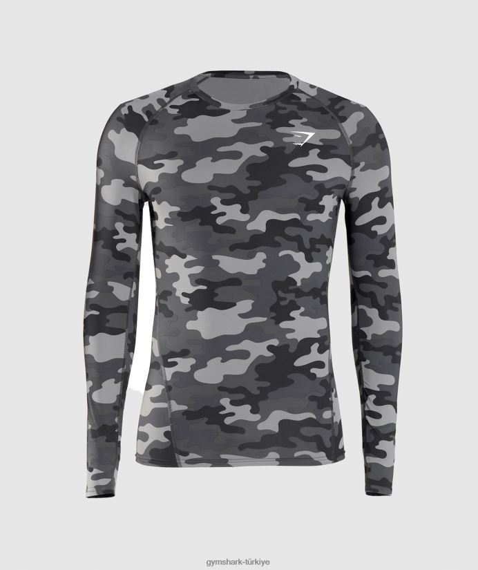eleman içlik uzun kollu üst erkeklerGymshark gri baskı 02H048690