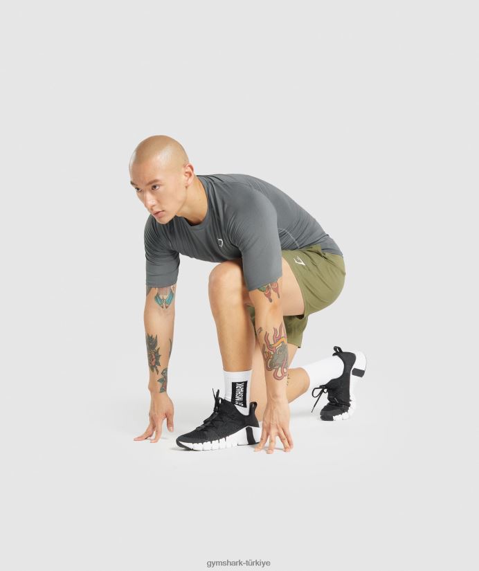 eleman taban katmanı tişörtü erkeklerGymshark odun kömürü 02H048744