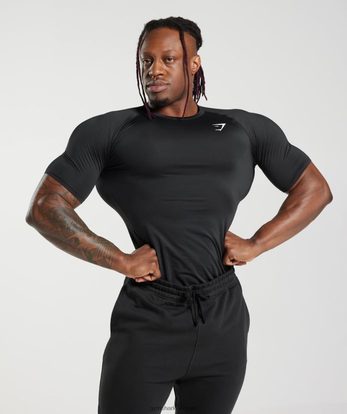 eleman taban katmanı tişörtü erkeklerGymshark siyah 02H048701