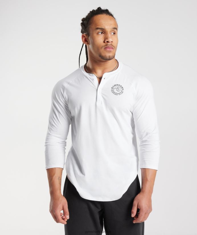 eski henley üst erkeklerGymshark beyaz 02H048655