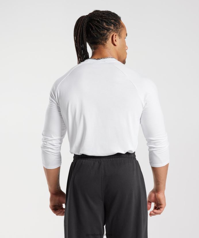 eski henley üst erkeklerGymshark beyaz 02H048655