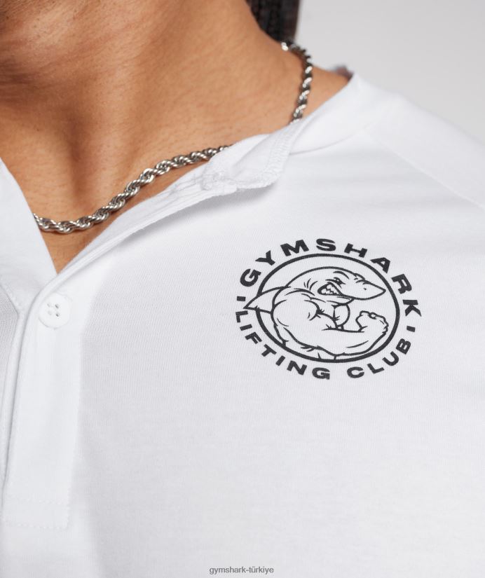 eski henley üst erkeklerGymshark beyaz 02H048655