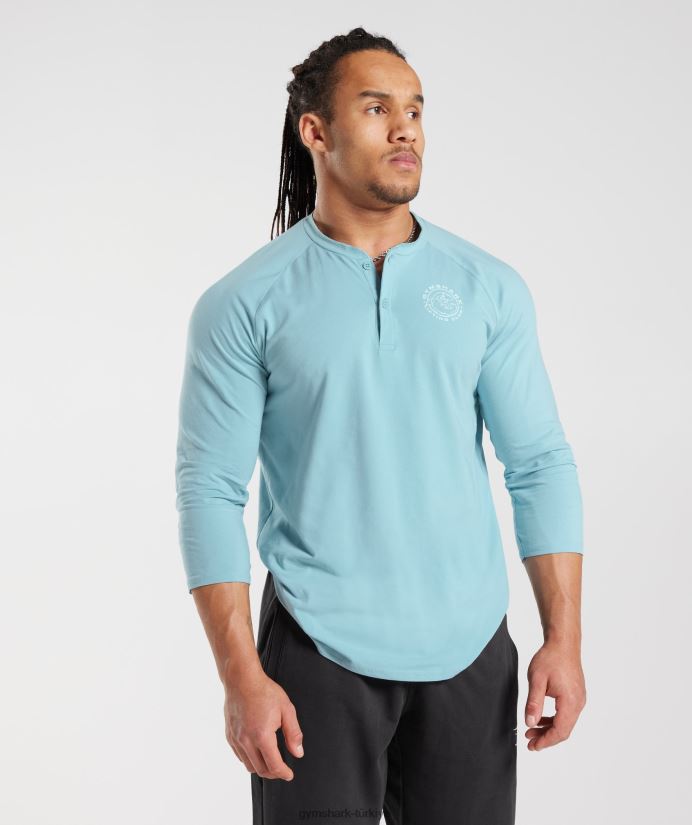 eski henley üst erkeklerGymshark buzdağı mavisi 02H048749