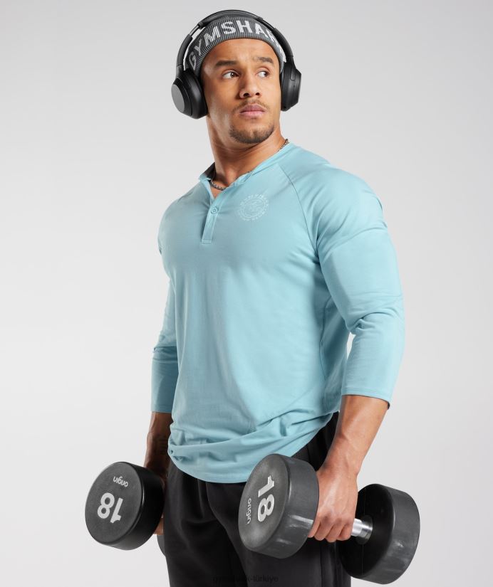 eski henley üst erkeklerGymshark buzdağı mavisi 02H048749