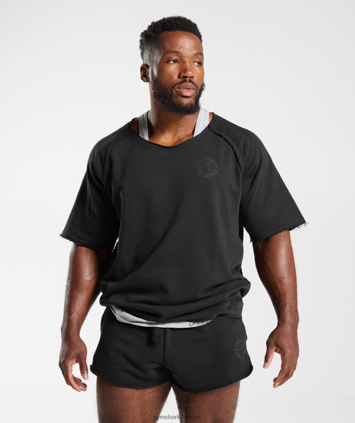 eski paçavra üst erkeklerGymshark siyah 02H048708