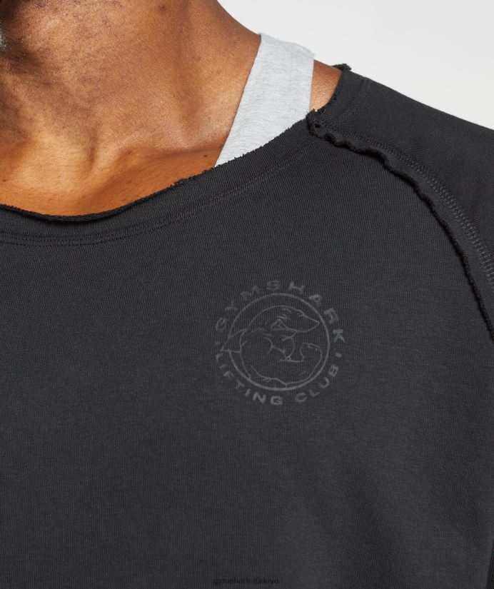 eski paçavra üst erkeklerGymshark siyah 02H048708