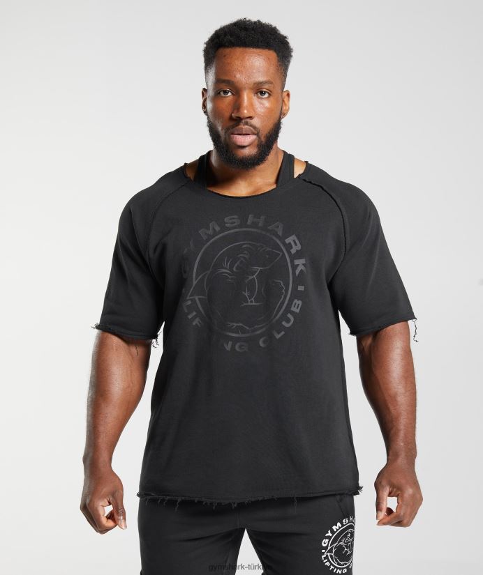 eski paçavra üst erkeklerGymshark siyah 02H048718