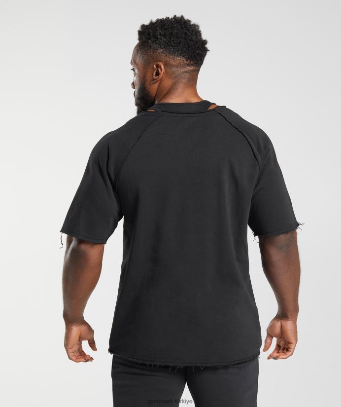 eski paçavra üst erkeklerGymshark siyah 02H048718