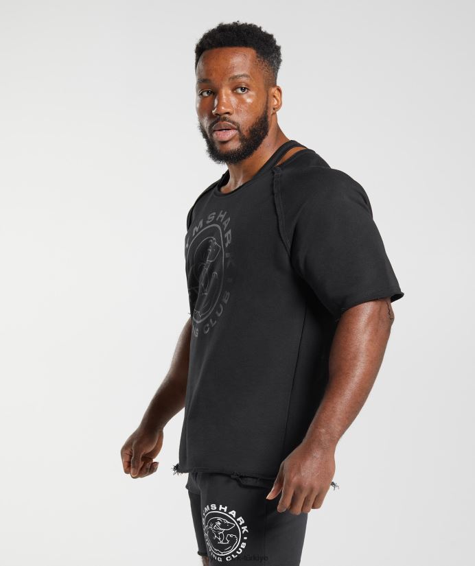 eski paçavra üst erkeklerGymshark siyah 02H048718