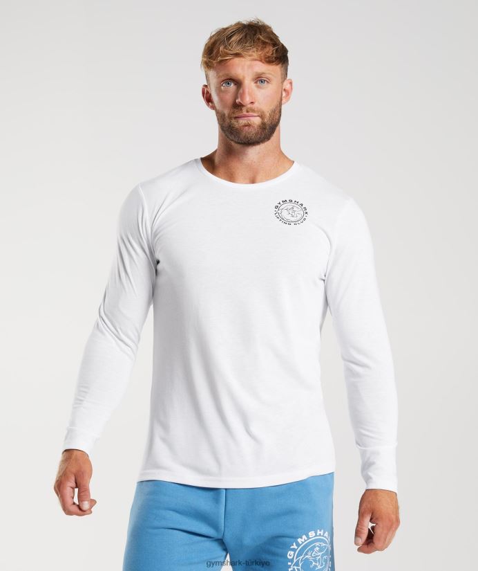 eski uzun kollu tişört erkeklerGymshark beyaz 02H048676