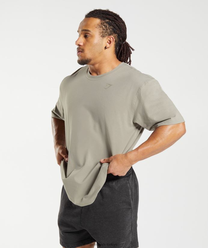 güç tişört erkeklerGymshark ekru kahverengi 02H048576