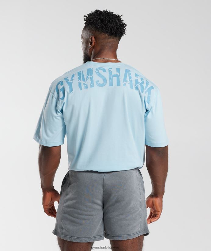 güç tişört erkeklerGymshark ufuk çizgisi mavi 02H048648