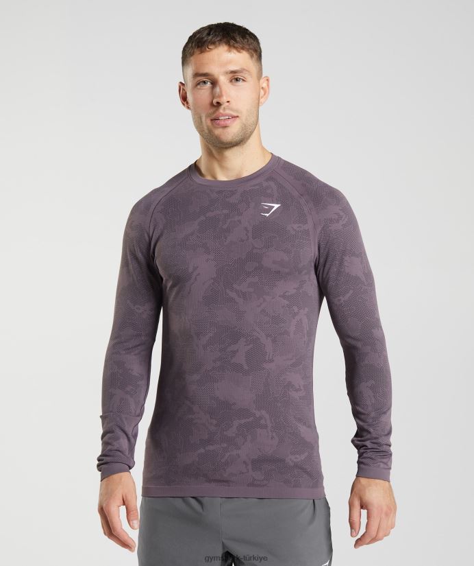 geo dikişsiz uzun kollu tişört erkeklerGymshark misk leylak/siyah 02H048700