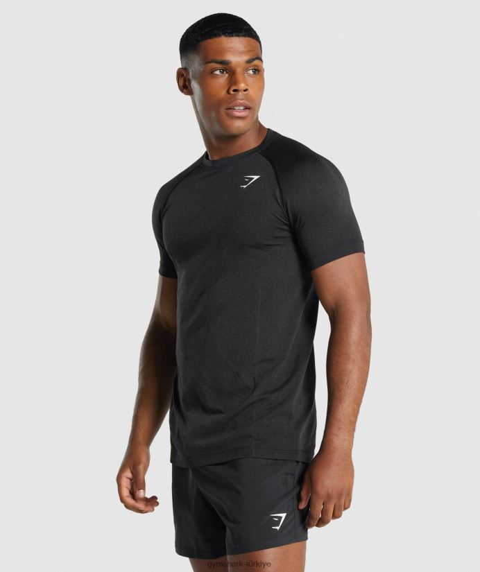 hayati ışık dikişsiz tişört erkeklerGymshark siyah kırçıllı 02H048709