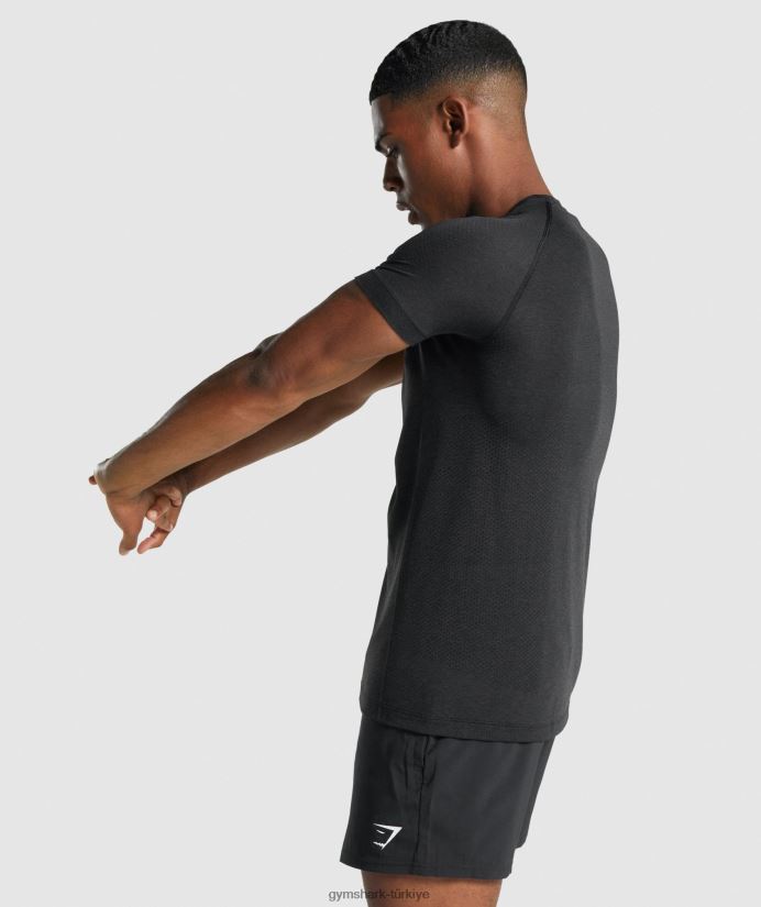 hayati ışık dikişsiz tişört erkeklerGymshark siyah kırçıllı 02H048709