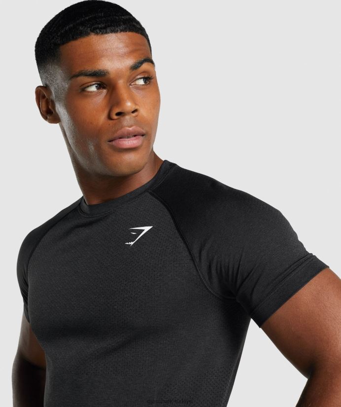 hayati ışık dikişsiz tişört erkeklerGymshark siyah kırçıllı 02H048709