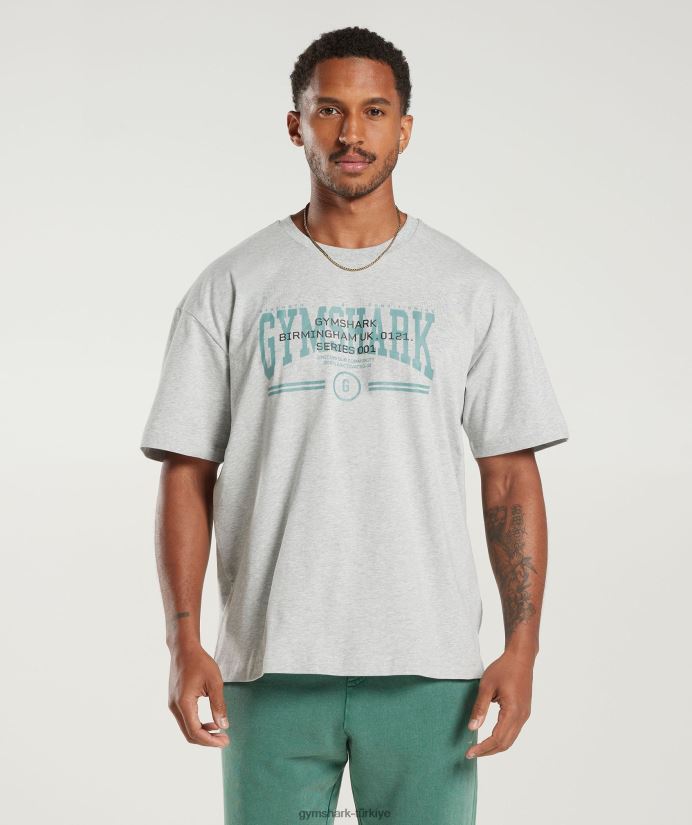 üniversite büyük boy tişört erkeklerGymshark açık gri çekirdekli marn 02H048776