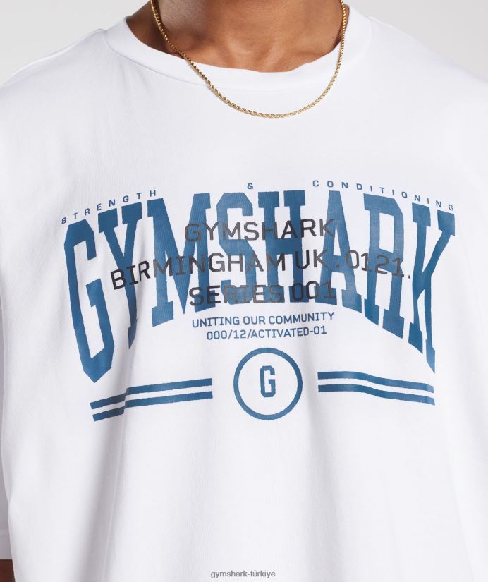 üniversite büyük boy tişört erkeklerGymshark beyaz 02H048773