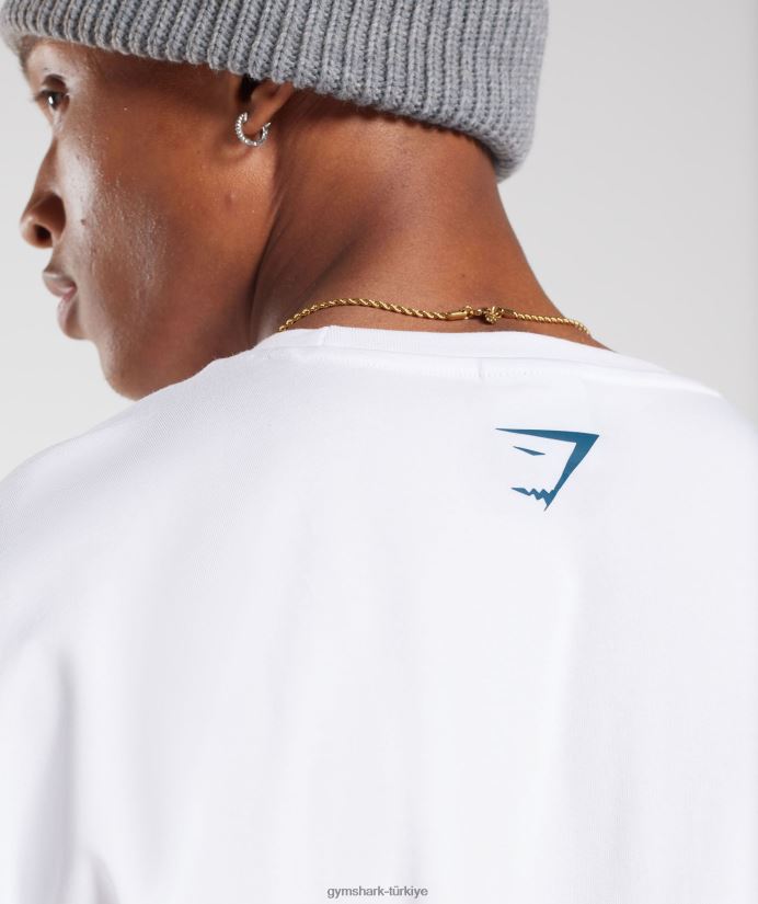 üniversite büyük boy tişört erkeklerGymshark beyaz 02H048773