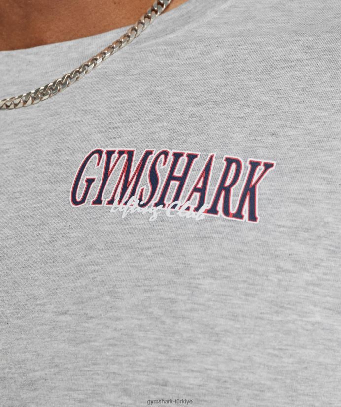 retro dalga mahsul tişört erkeklerGymshark açık gri çekirdekli marn 02H048588