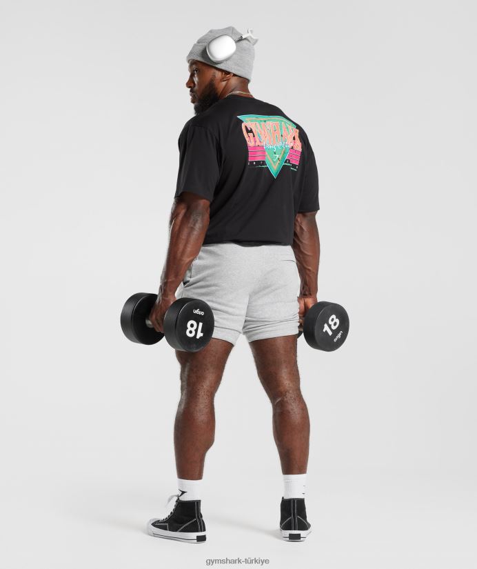 retrowave büyük beden tişört erkeklerGymshark siyah 02H048589