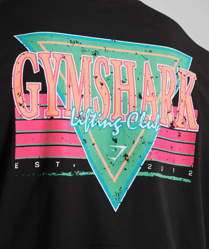 retrowave büyük beden tişört erkeklerGymshark siyah 02H048589