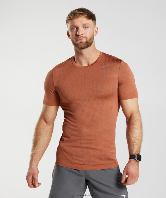 spor dikişsiz tişört erkeklerGymshark hurma kırmızısı/sıcak kahverengi 02H048721