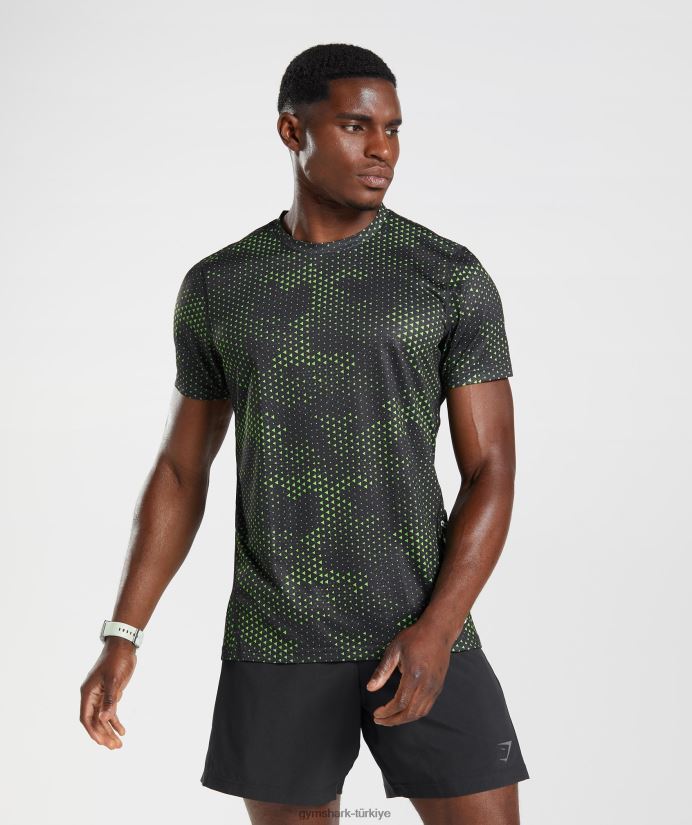 spor tişört erkeklerGymshark fluo kireç baskı 02H048705