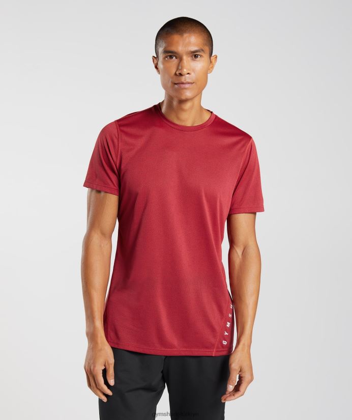 spor tişört erkeklerGymshark salsa kırmızısı/siyah kırçıllı 02H048725